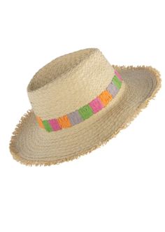 Introducing the Rivera Hat from Shiraleah. This beautiful woven hat is perfect to brighten up your spring and summer wardrobe. Crafted with a bright trim around the base, this hat will make a statement. Enjoy the sunshine in style with the Rivera Hat. Style: 06-68-040NA Pinched crown Multicolor Flat Brim Summer Straw Hat, Adjustable Multicolor Panama Hat For Spring, Multicolor Brimmed Fedora For Beach, Multicolor Summer Fedora With Short Brim, Summer Fedora With Multicolor Flat Brim, Multicolor Short Brim Summer Fedora, Multicolor Woven Hats For Spring, Multicolor Flat Brim Sun Hat For Summer, Multicolor Straw Hat For Spring Vacation