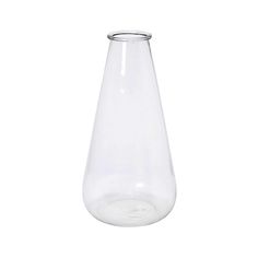 a clear glass vase with a silver top on a white background for use as a vase