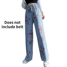 This item is for 1 x Women Denim Trousers and excludes all the accessories. Lady Rose Casual Printed Denim Pants Trousers Loose Wide Straight Leg Jeans  Note: For jeans, button holes are usually sewn together during the process of manufacturing. That's common practice in Chinese factory. You may cut the hole simply with scissors along with the stitch. Thanks very much for your understanding. This is in Asian sizing, smaller than western size e.g. UK, US, AU. Please check the measurements careful Printed Denim Pants, Small People, Button Holes, Women Rising, Jeans Button, Fall Design, Printed Denim, Denim Trousers, Pants Straight