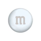 m & m's white chocolate candies with the letter m on it, in front of a white background