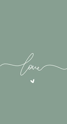 the word love written in cursive writing on a green background with a white bird