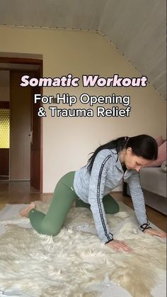 Somatic workout for hip opening and healing trauma. Trauma recovery exercises and stretches routine. Stretches Routine, Hip Opening Exercises, Recovery Routine, Recovery Exercises, Somatic Therapy, Mindful Movement