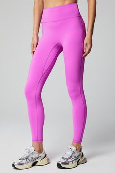 Anywhere Motion365+ High-Waisted Legging Fabletics purple female Activewear >> Womens >> Bottoms >> Leggings >> Full Length Motion365+ regular Running/Training 4-Way Stretch/Hidden Pockets/Moisture-Wicking/UPF Protection High Stretch Pink Long Bottoms, High Waist High Stretch Pink Pants, Pink High Waist Fitted Leggings, Fitted High Waist Pink Leggings, Pink Full-length Activewear For Gym, High Stretch Full Length Pink Bottoms, High Stretch Pink Full Length Bottoms, Pink Micro-elastic Workout Pants, Pink Full Length Activewear For Gym