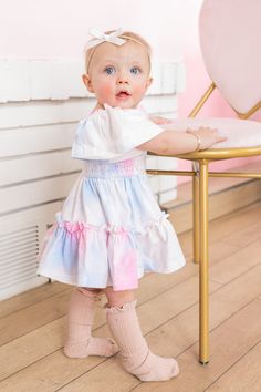 Baby Cotton Candy Dress Set – Ivy City Co Candy Party Outfit, Cotton Candy Party, Cotton Candy Dress, Candy Dress, Cotton Candy Clouds, Pink Tie Dye, Easter Dress, Baby Set, Pink Ties