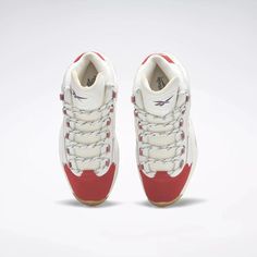 Some of Allen Iverson's finest moments came to life while he wore the classic 'Red Toe' Question. These Reebok shoes are a vintage take on that classic, designed with an off-white upper and a washed-out red suede toe and heel. The exposed foam tongue and yellowed-out outsole give them that old-school aesthetic worthy of a battle-tested MVP. Reebok Question Mid, Reebok Question, Old School Aesthetic, Mars Red, Allen Iverson, Reebok Sneakers, Toddler Boy Shoes, Reebok Shoes, Mens Skin Care