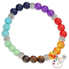 PRICES MAY VARY. 🎨🎨Artists Painter Bracelet----Perfect gift for the artist, painter, designer, art teacher or any art lover in your life, even if it is yourself!best gifts for artists, gifts for creative people gifts for sketch artists. 💗💗Quality Upgrade💗💗--- We choose stronger and thicker O-rings than other brands and Vibration Test before packaging to ensure the charms will not fall off. 💗💗Package💗💗--- It comes with a pack of soft cloth, an after-services card and your jewelry in a b Colorful Bangle Jewelry As A Gift, Colorful Bangle Jewelry Gift, Artsy Multicolor Beaded Bracelets For Gifts, Colorful Bracelet Jewelry As Gift, Colorful Bracelet Jewelry Gift, Artistic Round Beads For Jewelry Making, Colorful Bangle Jewelry For Gifts, Multicolor Round Bracelets As Gift, Artistic Adjustable Jewelry For Gifts