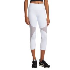 New W/O Tags: Alo Yoga High-Waist Capri Mesh-Insert Legging Color: White Size: Large Description: An On-Trend High Waistline On Our Classic Capri. The High-Waist Airbrush Capri Has A Five-Inch Rise And All The Best Assets Of The Classic Version, Like No Side Seams And A Yogi-Tested Fit That Lifts And Sculpts. Sculpts, Lifts & Smooths! No Side Seams Designed & Uniquely Fit To Flatter Every Size Wear-Tested By Our In-House Team For The Perfect Fit White Fitted Bottoms With Contoured Waistband, Fitted White Bottoms With Contoured Waistband, White High Stretch Bottoms With Contoured Waistband, White Sporty Alo Yoga Activewear, White Sporty Activewear By Alo Yoga, White Stretch Bottoms With Wide Waistband, Summer White Bottoms With Contoured Waistband, White Bottoms With Contoured Waistband For Summer, White Alo Yoga Activewear For The Gym