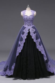 Wedding Dress October, Black Ball Gown Wedding Dress, Purple And Black Wedding, Black Lace Ball Gown, Halloween Wedding Dresses, Wedding Dresses Lace Ballgown, Black Ball Gown, Formal Prom Dresses Long, Black Wedding Dress