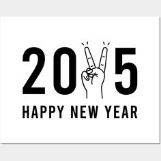 a sign that says happy new year with two fingers up and the number five on it