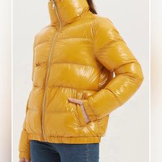 Brandnew Puff Jacket. Yellow Long Sleeve Puffer Outerwear, Yellow Spring Puffer Jacket, Yellow Puffer Jacket With Pockets For Cold Weather, Yellow Casual Spring Puffer Jacket, Yellow Casual Puffer Jacket For Spring, Casual Yellow Spring Puffer Jacket, Casual Yellow Puffer Jacket For Spring, Yellow Puffer Jacket For Cold Weather In Fall, Casual Yellow Puffer Jacket With Pockets