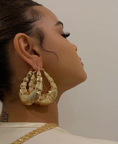 Long Somali Gold Earrings, Exquisite Luxury Baroque Jewelry, Dope Jewelry Accessories, Bamboo Earrings, Dope Jewelry, Chunky Jewelry, Jewelry Fashion Trends, Funky Jewelry, Stacked Jewelry