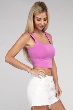 Introducing our Into You Cropped Cami Tank Top, a high-quality addition to your summer wardrobe. Crafted from soft and breathable cotton, this cami top offers comfort and style for warm-weather days. The square neckline adds a trendy touch, and its cropped length makes it perfect for pairing with high-waisted shorts, skirts, or jeans. Model is 5’8” wearing a small. Bust: 34D,Waist: 24",Hips: 37"*Color may vary slightly due to monitor resolutionFabric Contents: 100% Cotton, Stretch fabric, Non-sh Little Black Dress Outfit, Strapless Sundress, Weather Outfits, Black Dress Outfits, Warm Weather Outfits, Shorts Skirts, Activewear Sets, Crop Top Shirts, Cropped Cami