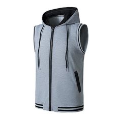 Style: Fashion Collar: Hooded Sleeve Length: Sleeveless Material: Polyester,Polyurethane Fabric Stretch: Slight Stretch Season: Spring,Summer Package Contents: 1 x T-shirt Gray Cotton Workout Vest, Sportswear Vest For Streetwear, Sleeveless Sportswear Vest For Streetwear, Sporty Hooded Vest For Outdoor Activities, Cotton Sportswear Top For Outdoor Activities, Hooded Sports Vest, Sporty Stretch Hooded Vest, Hooded Athleisure Vest For Sports, Athleisure Hooded Sports Vest