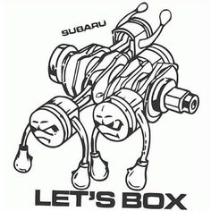 an image of a car engine with the words let's box on it