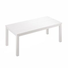 a white table sitting on top of a white floor