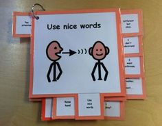 an orange and white sign with words on it that say use nice words to describe something