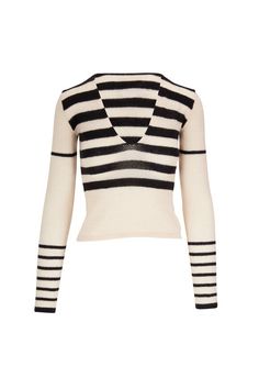 Khaite - Ivy Cream & Black Stripe Sweater | Mitchell Stores Apple Fashion, Fall Winter Fashion Trends, Outfitters Clothes, Winter Fashion Trends, Urban Outfitters Clothes, Cozy Tops, Womens Cashmere, Beige Sweater, Comfy Cozy