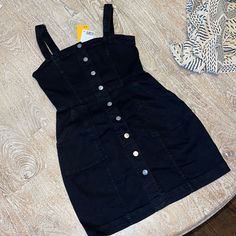 Questions? Leave A Comment Below! Casual Black Denim Dress With Pockets, Casual Black Denim Cotton Dress, Spring Black Denim Dress With Pockets, Casual Black Denim Dress, Dark Wash Cotton Mini Dress With Pockets, Black Cotton Denim Dress With Pockets, Trendy Black Denim Dress With Pockets, Casual Black Denim Dress For Spring, Black Denim Dress For Fall