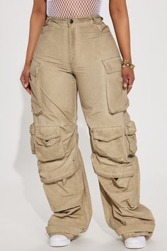 Available In Khaki. Cargo Pant High Rise Button & Zip Closure Wide Leg Oversized Fit Non Stretch 65% Cotton 35% Nylon Imported | Talk It Up Oversized Cargo Pant in Khaki size XS by Fashion Nova Cargo Pants Outfit Black, Sarcastic Clothing, Khaki Tops, Makeup Images, Y2k Shoes, Khaki Cargo Pants, Y2k Pants, Cargo Pants Outfit, Cargo Khaki