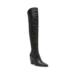 PRICES MAY VARY. Half-zippered closure Angled block heels Square toe sleek leather upper Women In Boots, Thigh High Black Boots, High Black Boots, Black Knee High Boots, Bramble, Black Knees, Play Dress, Thigh High, Playing Dress Up