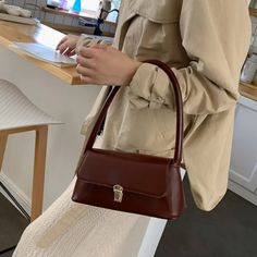 Vintage Fashion Chic/Casual Underarm Shoulder Bag Handbag / Purses Solid Color Color:Deep Brown Material:Polyester Size:11x24x5cm Vintage Crossbody Bag, Luxury Crossbody, Liberia, Brown Shoulder Bag, Stylish Shoulder Bag, Top Handle Handbags, Libya, Evening Clutch Bag, Botswana