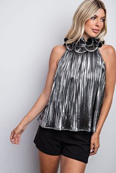 This Prue Ruffle Neck Top will be the crown jewel in your wardrobe! It perfectly pairs a timeless look with modern elements, with a high neck ruffle top that looks pretty and practical. Whether you dress it up or down, you’ll feel like a queen! Chic High Neck Blouse For Party, Chic Tops With Ruffled Collar For Night Out, Elegant High Neck Top With Ruffles, Elegant High Neck Top For Party, Elegant High Neck Ruffle Top, Chic Blouse With Ruffled Collar For Night Out, Chic Ruffle Hem Blouse For Night Out, Elegant Party Tops With Ruffles, Elegant Evening Top With Ruffle Hem