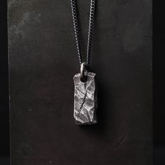 mens jewelry Artisan Sterling Silver Rectangular Necklace, Hand Forged Silver Rectangular Pendant Necklace, Silver Hammered Rectangular Pendant Jewelry, Hand Forged Sterling Silver Necklace With Rectangular Pendant, Brutalist Pendant Jewelry Gift, Sterling Silver Nugget Jewelry With Polished Finish, Silver Brutalist Necklace For Gift, Silver Brutalist Necklace As Gift, Brutalist Silver Necklace For Gift