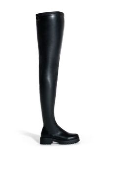 The SURGICAL boot is a signature silhouette and best seller from our 4-Way-Stretch collection. These feature a thigh high length, chunky lug sole, and a round toe. The shaft is made with our 4 Way Stretch material: a buttery soft faux leather that will mold to the shape of your leg for a sleek and secure fit. Style this closet staple with any outfit you have in mind for an effortlessly chic look. Sororite Vintage, Biker Clothes, Black Thigh High, Azalea Wang, Sandal Platform, Plus Size Shopping, Boots And Sneakers, Denim Outfit, Anthropology