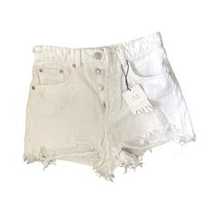 New With Tags Zara White Denim Short Shorts Size 4 (36) Distressed High Waist As Pictured Questions? Leave A Comment Below! White Ripped Jeans For Summer, Chic Ripped Jean Shorts, White Ripped Denim Jean Shorts, Chic Distressed Jean Shorts, Chic White Relaxed Fit Jean Shorts, Zara High Waist Jean Shorts For Summer, White Ripped High Waist Shorts, Zara High-waisted Cotton Jean Shorts, Chic Distressed Cotton Jean Shorts