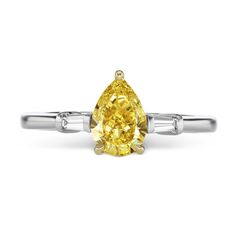 MELE Ring Elegant Yellow Pear-shaped Diamond Ring, Elegant Yellow Baguette Cut Diamond Ring, Yellow Pear Shaped Fine Jewelry Rings, Yellow Diamond Pear-shaped Ring, Yellow Pear-shaped Diamond Rings, Pear-shaped Yellow Diamond Ring For Wedding, Yellow Diamond Ring With Baguette Cut, Yellow Diamond Baguette Cut Ring, Yellow Baguette Cut Diamond Ring