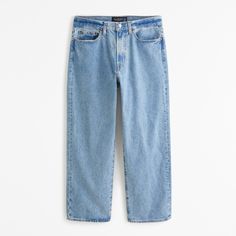 Our new baggy jeans, that are relaxed and baggy-fitting through the leg, with a slight puddle at the shoe, in our 100% cotton no-stretch fabric and broken-in denim feel. Features a medium wash and clean hem. Features a longer inseam designed to puddle around the shoe. For a shorter visual, choose a shorter inseam. Bill Bottom Jeans Outfit, Utility Pants Men, 80s Men, Outfit Collages, Lightweight Jeans, Premium Denim Jeans, Baggy Streetwear, Baggy Jean, Abercrombie Jeans