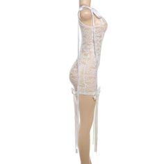 Please refer to our sizing chart for a guideline when choosing a size. 5 business days order processing time. 90% polyester 10% spandex Backless Mini Dress With Lace Patchwork, Lace Mini Dress With Tie Back, Elegant Sheer Lace Bodycon Dress, Lace Party Dress With Tie Back, Sheer Lace Backless Dresses, Fitted Mini Dress With Lace Closure, Embroidered Lace Mini Dress, Backless Sheer Lace Mini Dress, Sheer Backless Lace Mini Dress