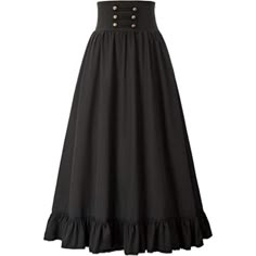 Victorian Maxi Vintage Skirt Black 95% Polyester, 5% Spandex Imported Choose Guide: 1.Size Is Smaller Than Casual ,So You Can Choose A Large Size. Hand Wash Only Zip Wearing Tips: Hold The Top Of The Zipper With One Hand So That The Zipper Chains Are Next To Each Other, And Hold The Zipper Puller With The Other Hand And Slowly Pull It Up From The Bottom To Prevent The Skirt Fabric From Getting Caught In The Zipper.You Can Also Polish The Zipper Chain With Wax To Help The Zipper Pull Up Smoothly. 16th Century Skirts, Cheap Cotton Grunge Skirt, Long Pioneer Skirt, 1800 Skirt Pattern, Pioneer Costume, Maxi Skirt Vintage, Victorian Skirt, High Waist Long Skirt, Fest Outfits