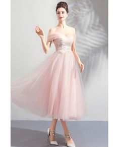 Buy Peachy Pink Tulle Lace Tea Length Wedding Party Dress With Off Shoulder at wholesale price online. Free shipping and pro custom service since 2009. Spring A-line Fitted Ball Gown, Fitted Tulle Princess Dress For Banquet, Fitted Summer Wedding Ball Gown, Fitted Princess Dress For Wedding And Prom, Summer Wedding Fitted Ball Gown, Fitted Sleeveless Princess Dress For Formal Occasions, Summer Wedding Pink Ball Gown, Formal Fitted Sleeveless Princess Dress, Tulle Tea-length Wedding Dress