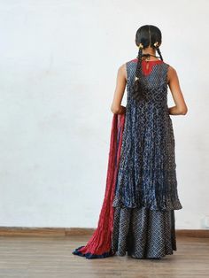 Crushed printed chanderi kurta with kathiawadi embroidered yoke paired with palazzo pants and crushed chanderi dupatta Color: Indigo Fabric: Chanderi Note: The product will be delivered within 3-4 weeks of order placed Wash care - Dry clean only The size can be cutomised Additional charges of 10% on MRP shall be charged for sizes - XL, 2XL, 3XL, 4XL, 4XL and 6XL Size Chart (In Inches): XS S M L XL 2XL 3XL Bust 32 34 36 38 40 42 44 Waist 25 26 28 30 32 34 34 Hips 35 37 39 41 43 45 47 Designer Bandhani Print Palazzo Set For Navratri, Designer Georgette Palazzo Set With Bandhani Print, Chanderi Sharara For Transitional Season, Traditional Bandhani Print Palazzo Set For Designer Wear, Eid Bandhani Print Palazzo Set For Designer Wear, Traditional Drape Palazzo Set With Bandhani Print For Diwali, Eid Designer Palazzo Set With Bandhani Print, Designer Bandhani Print Anarkali Set In Georgette, Designer Georgette Anarkali Set With Bandhani Print