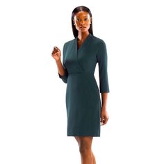 For The Niko, We Took Everything We Love About The Traditional Wrap Dress (An Elegantly Folded Front Panel, Defined Waist, And Relaxed Sleeve) And Updated It In Our Machine-Washable Sharkskin Fabric Sourced From Italy. Beautiful Professional Dress. Fit: Tailored Body Type: Bust-Friendly, Petite-Friendly Sleeve Length: 3/4 Sleeve Neckline: V-Neck Bottom Shape: Pencil Bottom Length: Knee Mm Lafleur Faux Wrap, Knee Length, 3/4 Sleeve, Sheath Dress Deep Forest Green Size 2 82% Triacetate, 18% Polyes Fitted Green V-neck Dress For Work, Chic Formal Dress With 3/4 Sleeves, Elegant Green Dress With 3/4 Sleeves, Chic Fitted Dress With 3/4 Sleeves, Fitted Long Sleeve V-neck Dress For Office, Formal Green Dress With 3/4 Sleeves, Elegant Workwear Dress, 3/4 Length, Elegant 3/4 Length Workwear Dresses, Elegant 3/4 Length Work Dress