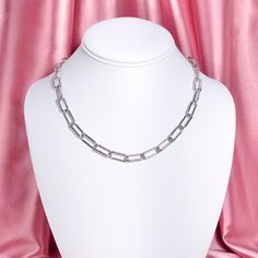 "This listing is for a stainless steel chunky chain necklace or choker, depending on desired length. Necklace comes with a 2.5\" extension so that it may be adjustable for layering. Max length for 14\" option is 16.5\", max length for 16\" option is 18.5\", and max length for 18\" option is 20.5\". Each component of the necklace, including the chain, is made from hypoallergenic stainless steel." Trendy Sterling Silver Chunky Chain Necklace, Trendy Adjustable Paperclip Chain Necklace, Silver Chunky Chain Charm Necklaces For Everyday, Trendy Sterling Silver Chain Link Necklace, Everyday Silver Charm Necklace With Chunky Chain, Modern Stainless Steel Necklace With Paperclip Chain, Modern Stainless Steel Paperclip Chain Necklace, Silver Metal Charm Necklaces With Paperclip Chain, Silver Paperclip Chain Charm Necklaces