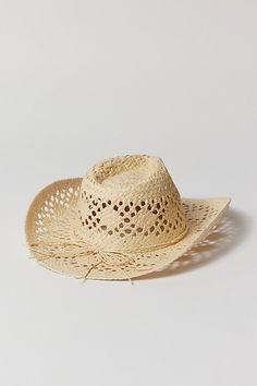 Dakota straw cowboy hat. Classic cowboy hat in a light and airy straw silhouette we love. Features Dakota straw cowboy hat Lightweight straw cowboy hat Content + Care Straw Spot clean Imported | Dakota Straw Cowboy Hat in Tan, Women's at Urban Outfitters Cowboy Hat Accessories, Cowboy Hat Outfit Woman, Noah Khan, Cow Boy Hat, Straw Cowgirl Hat, Megan Moroney, Buckle Bunny, Beach Party Outfits, Hat Aesthetic