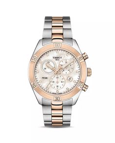 Tissot - PR100 Link Bracelet Diamond Chronograph, 38mm Large Watches For Women, Nice Watches For Women, Sport Watches Women, Tissot Pr 100 Sport Chic, Tissot Watches Women, Elegant Watches Women, Lux Watches, Rolex Watches Women, Fancy Watches