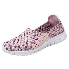 Casual Pink Slip-on Sneakers With Round Toe, Comfortable Slip-on Sneakers With Round Toe For Summer, Comfortable Slip-on Summer Sneakers, Casual Flat Heel Sneakers For Spring, Casual Pink Flat Slip-ons, Trendy Slip-on Sneakers With Textured Sole For Spring, Comfortable Pink Flat Sneakers, Pink Flat Slip-on Sneakers, Summer Slip-on Sneakers With Cushioned Footbed