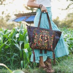 One of a Kind Hmong Embroidered Shoulder Bag Boho Beach Tote | Etsy Bohemian Shoulder Bag With Removable Pouch For Travel, Embroidered Tote Bag For Travel, Bohemian Large Capacity Pouch Shoulder Bag, Bohemian Bag With Removable Pouch And Double Handle, Hand Tooled Leather Shoulder Bag For Travel, Travel Multicolor Embroidered Hobo Tote Bag, Traditional Tote Shoulder Bag For Travel, Traditional Brown Hobo Bag For Everyday Use, Travel-ready Multicolor Embroidered Hobo Shoulder Bag