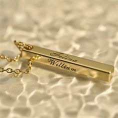 Check our Personalized Bar Necklace here! Crafted from high-quality sterling silver, this necklace features a pendant that can be engraved on all four sides with your chosen names and dates. It's a stylish accessory perfect for everyday wear, and makes for a thoughtful gift for your friends. Item details: Material: High-quality Solid Sterling Silver. Finish: 18K Gold, Rose Gold and Silver. Length: 16-19". Bar Size: 1.2 x 0.16". Engraved Rectangular Jewelry For Birthday Gift, Rectangular Engraved Jewelry For Birthday Gift, Classic Name Necklace For Birthday, Classic Engraved Jewelry For Birthday Gift, Elegant Rectangular Bar Necklace For Personalized Gift, Elegant Name Necklace With Rectangular Pendant, Elegant Rectangular Pendant Name Necklace For Gift, Elegant Rectangular Bar Necklace As Gift, Elegant Rectangular Bar Necklace Gift