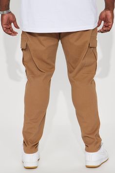 Available In Khaki, Black Button Closure Zip Fly Side Pockets Back Pockets Cargo Pockets Slim Fit 98% Cotton 2% Spandex Imported | Mens Kyle Cargo Pants in Khaki size 40 by Fashion Nova Khaki Fashion, Black Button, Black Border, Solid Black, Cargo Pants, Fashion Nova, Mens Pants, Slim Fit, Pants