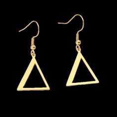 Introducing the Delta Earrings, a stylish and unique accessory that is perfect for representing your sorority, making a statement, or dressing up for a special occasion. These earrings feature a beautiful delta shape design that is sure to turn heads and get you noticed. They are crafted from stainless steel and are nickel-free and lead-free, so you can wear them with confidence knowing that they are safe for your skin. The Delta Earrings are the perfect way to show your sorority pride or add a little extra glamour to your everyday look. Pair with the Delta Necklace .  * Color: Gold, Rose Gold, Silver or Onyx  * Size: Pyramid measures 0.5"  * Material: Stainless Steel Form Design, Shape Design, Accessories Unique, Gold Rose, Or Rose, Favorite Jewelry, Jewelry Earrings Dangle, Onyx, Etsy Earrings