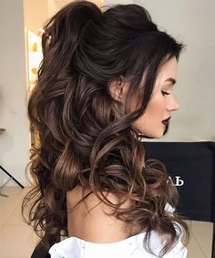 Partial Updo, Down Hairstyles For Long Hair, Half Ponytail, Long Dark Hair, Trendy Wedding Hairstyles, Wedding Hair Inspiration, Wedding Updo