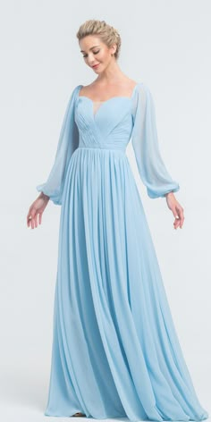 Pastel Blue Bridesmaid Dresses Long Sleeves Light Blue Bridesmaid Dresses Long, Pastel Blue Bridesmaid, Pastel Blue Bridesmaids Dresses, Light Blue Bridesmaid Dress, Light Blue Long Dress, Blue Dress With Sleeves, Vestidos Color Pastel, Pale Blue Bridesmaid Dresses, Pastel Blue Dress