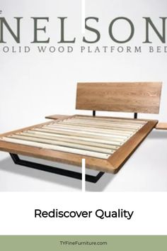 the nelson solid wood platform bed frame is shown