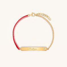 Increase the positive vibrations around you with an uplifting attitude and compassion for others. For a unique Red String bracelet, we have an engravable bracelet that gives you a chance to express yourself and show your unique style. The “Karmic Fortitude Red String Engravable Bracelet” features 18K Gold-plated Brass and a 2mm Cubic Zirconium for added clarity and intuitive powers. Wear this bracelet for peace and prosperity. Please allow 2-3 weeks for our custom engravables to be shipped. The Affordable Personalized Red Bracelet, Compassion For Others, Positive Vibrations, Red String Bracelet, Red String, Good Karma, Engraved Bracelet, String Bracelet, 3 Weeks