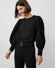 Elevate your everyday with this softly shirred blouse. Crew neck. Long sleeves with shirred sleeve caps and button cuffs.,Imported:Imported,Fit:Slim: Tailored and perfect for layering.,Length:23" long,Fabrication:100% Polyester,Garment Care:Machine Washable Shirred Cuff Blouse by Ann Taylor Size regular - XS Black Women's Crew, Neck, Long, Sleeve, Blouse, Tops, 100%, Polyester, Machine, Washable Fitted Long Sleeve Puff Top With Smocked Cuffs, Fitted Blouse With Smocked Cuffs And Bishop Sleeves, Formal Tops With Puff Sleeves And Cuffed Details, Formal Long Sleeve Blouse With Gathered Sleeves, Chic Bishop Sleeve Top With Smocked Cuffs, Chic Top With Smocked Cuffs And Bishop Sleeves, Chic Tops With Smocked Cuffs And Bishop Sleeves, Chic Tops With Bishop Sleeves And Smocked Cuffs, Formal Top With Lantern Gathered Sleeves