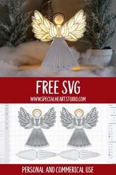 an angel lamp is shown with the text free svg for personal and commercial use